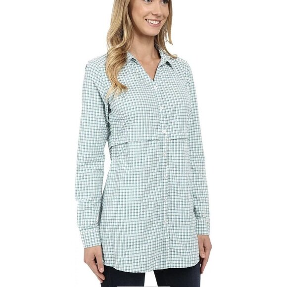 Toad & Co Marvista Tunic Shirt Womens Medium Green Plaid Long Sleeve Lightweight - Picture 2 of 15